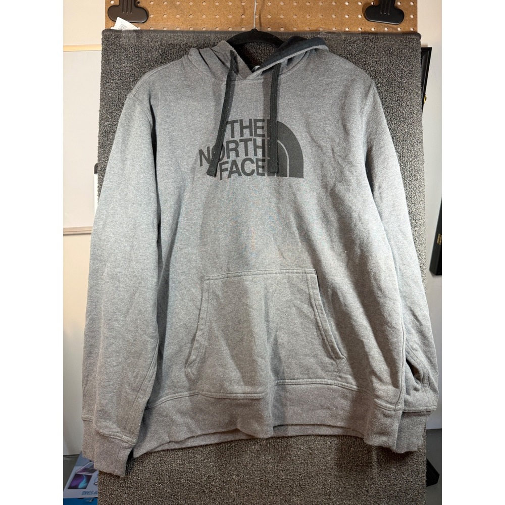 The North Face Hoodie Mens Large Gray Graphic Logo Pullover Sweatshirt 131